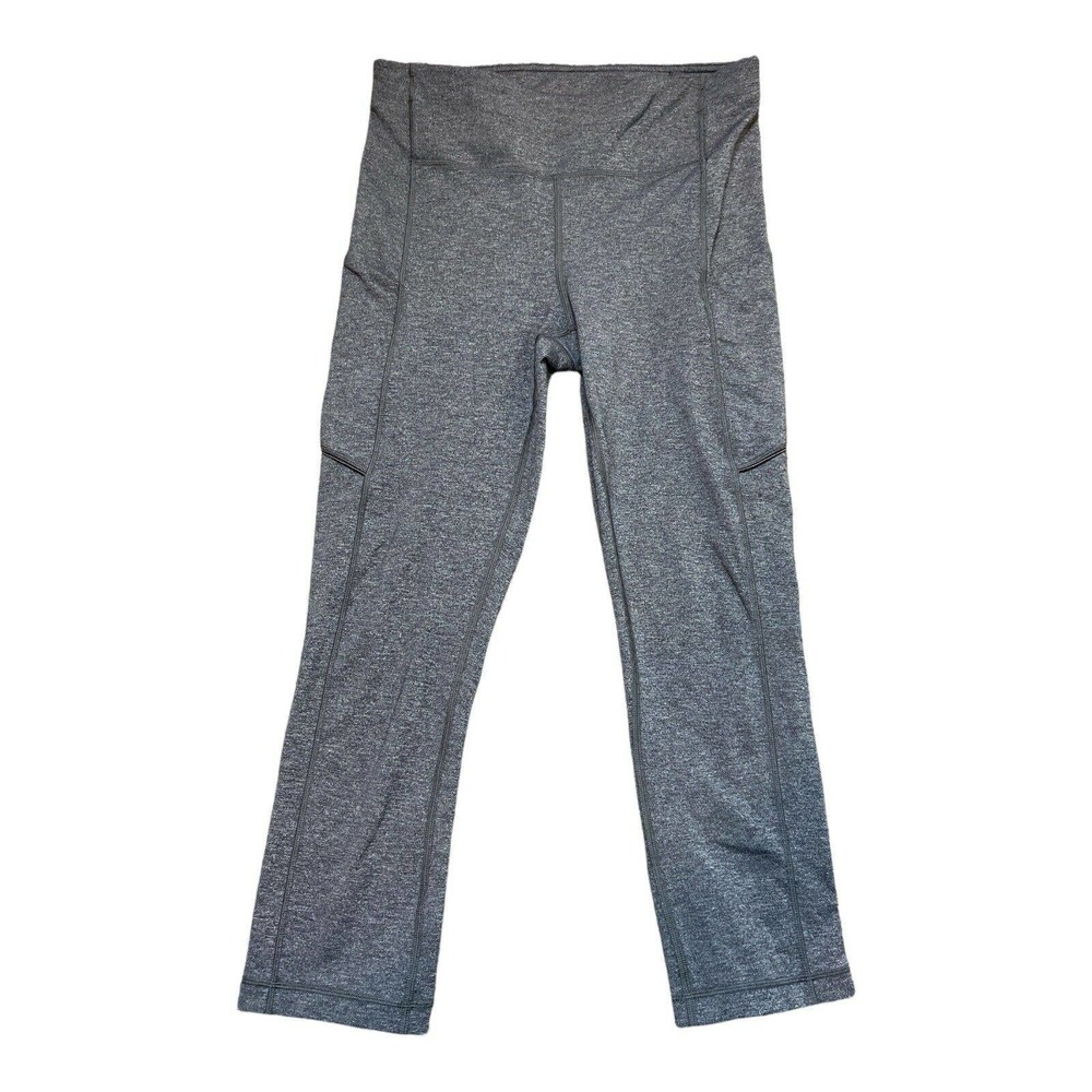 Lululemon 21 Inch Crop Heather Gray Size 6 Pockets Leggings